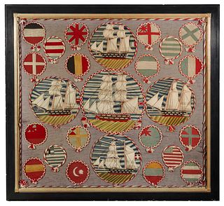 Stitched and Woven Nautical Woolwork, British, ca. 1900