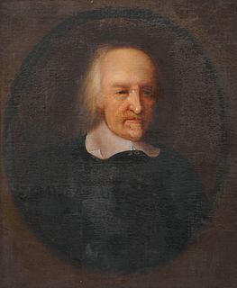 Attributed to JOHN MICHAEL WRIGHT, (England, 1617-1694), Portrait of Thomas Hobbes, oil on canvas, 30 x 25 in., frame: 36 x 31 in.