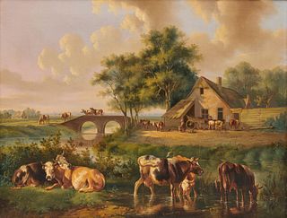 ALBERUS VERHOESEN, (Dutch, 1806-1881), Pastoral Landscape, 1847, oil on canvas, 24 1/2 x 32 in.