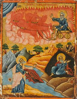 Greek Icon depicting the Ascension of Elijah