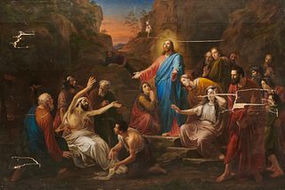 CONTINENTAL SCHOOL , (19th century), The Raising of Lazarus, oil on canvas, 53 1/2 x 80 in.