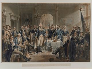 ALEXANDER HAY RITCHIE, (American, 1822-1895), Washington and His Generals, colored engraving, 26 x 37 in.