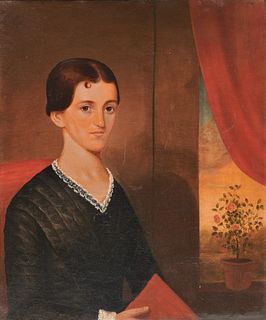 Attributed to JOSEPH GOODHUE CHANDLER, (American, 1813-1884), Woman Before a Window, oil on canvas, 30 x 25 in., frame: 36 3/4 x 32 1/8 in.