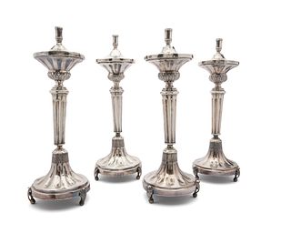 Set of Four South American Silver Candlesticks, late 19th century