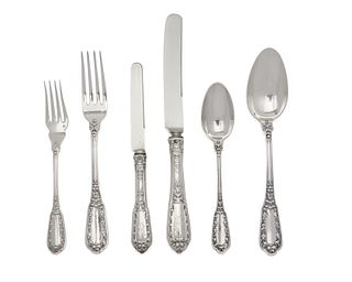 French Silver Flatware Service and Serving Pieces