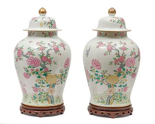Pair of Fine Chinese Covered Vases