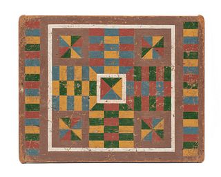 Two American Painted Parcheesi Boards, 19th century