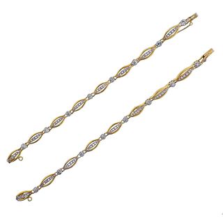 French Antique 18k Gold Diamond Bracelet Necklace Set