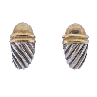 David Yurman Silver 14k Gold Cable Earrings