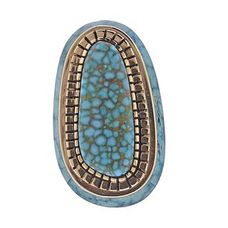 Native American Don Juan New Mexico Gold Turquoise Ring