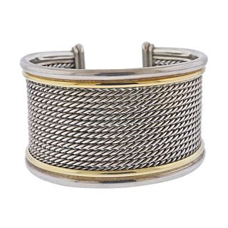 David Yurman Silver 18k Gold Wide Cable Bracelet