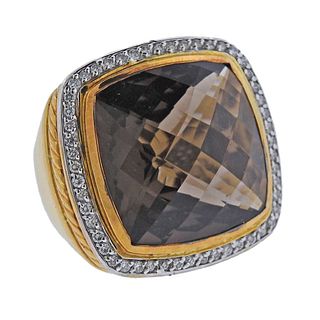 David Yurman Albion 18k Gold Citrine Diamond Ring