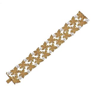 Buccellati Pearl Gold Leaf Bracelet