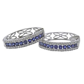 Kallati Sapphire Diamond Gold Hoop Earrings