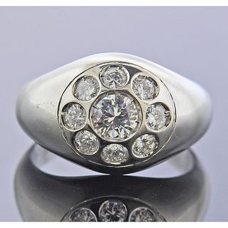 Mid Century 18k Gold Diamond Gypsy Ring