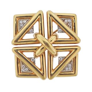 Cartier 1970s 18k Gold Diamond Brooch Pendant