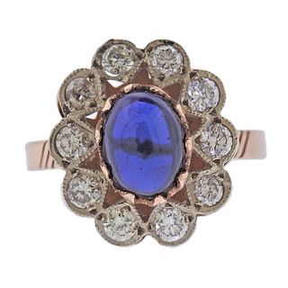 Antique 14k Gold Sapphire Diamond Ring