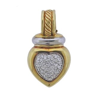 David Yurman 18K Gold Diamond Heart Pendant Necklace