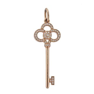 Tiffany & Co Crown Key 18k Gold Diamond Pendant