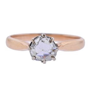 Antique 18k Gold Rose Cut Diamond Engagement Ring