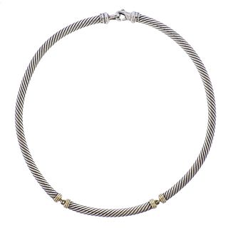 David Yurman Silver 14k Gold Cable Necklace