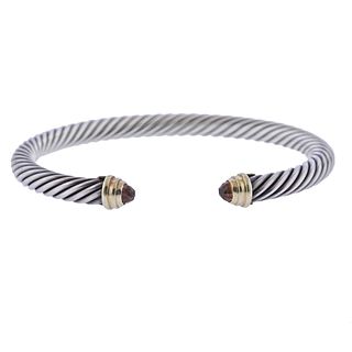 David Yurman 14k Gold Silver Citrine Cable Bracelet
