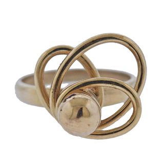 N. Teufel Modernist 14k Gold 1970s Kinetic Ring