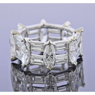 Mid Century Platinum Diamond Wedding Band Ring