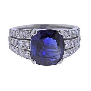 Platinum 4.52ct Sapphire Diamond Ring