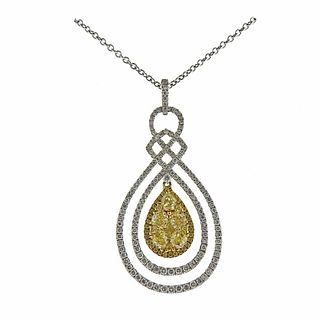 Gregg Ruth Yellow White Diamond Gold Pendant Necklace