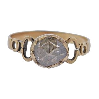 Antique Continental 14k Gold Rose Cut Diamond Ring