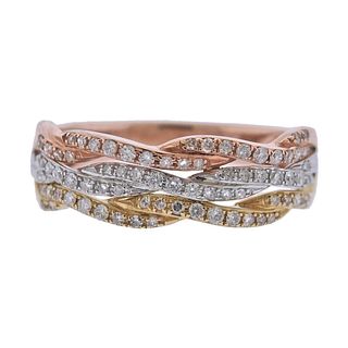 Effy 14k Tri Color Gold Diamond Ring