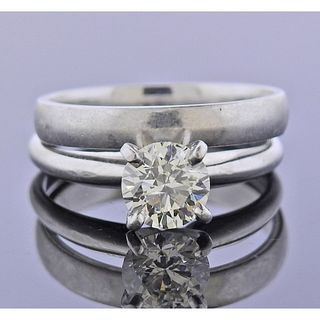 EGL 0.90ct SI1 G Diamond Engagement Wedding Ring Set