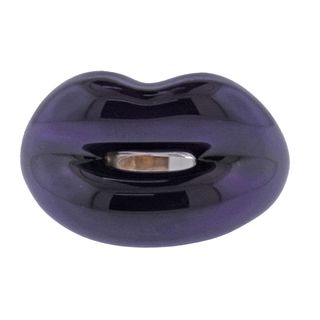 Solange Azagury Partridge Purple Enamel Silver Lips Ring