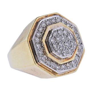 1980s 14k Gold Diamond Cocktail Ring