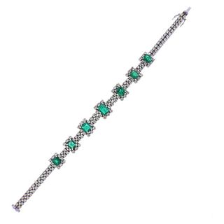 18K Gold Emerald Diamond Bracelet