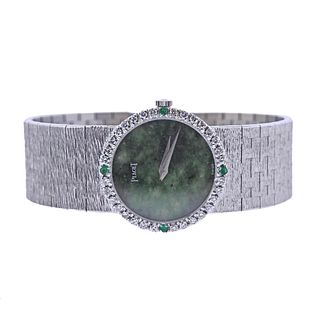 Piaget Diamond Emerald Jade Dial 18k Gold Watch