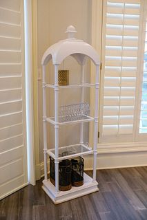 Assorted Lot to Include - Qty. (1) 4- shelve wooden etagere with 3 glass shelves
