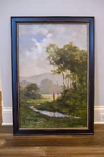 Oil on Canvas in black frame