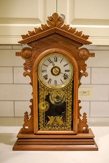 Walnut renaissance revival shelf clock