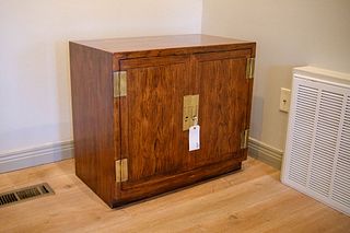 Pair (2) 2 door bedside cabinets w/antique brass hardware