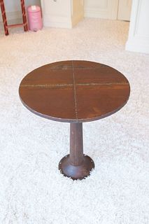 Round metal side table w/decorative top