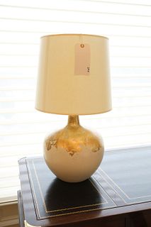 Spherical lamp w/scattered gold leaf over white