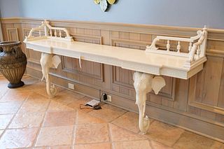 White painted console table with elephant  heads