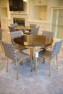 Interlude Home - Round Brass Table w/Black Lacquered Tops