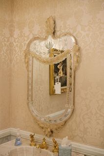 Venetian Mirror with etched bell flower design