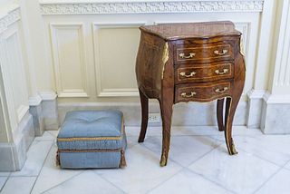 3 Drawer small bombay chest w/inlay and ormolu mounts