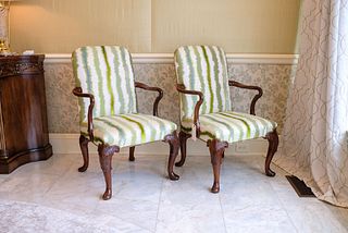 Set of 8 Chairs - (6) side chairs and (2) goose neck armchairs in the Queen Anne style