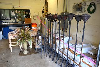 Assorted Lot to Include - Qty. (1) Copper garden torches w/ iron bases