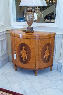 Demilune Cabinet w/satin wood